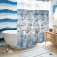 thumbnail image 5 of No Hook Shower Curtain, Blue Coastal Shower Curtains for Bathroom with See Through Top Window, Beach Ocean Nautical Seashells Starfish Coral Waterproof & Washable Bath Curtain Stall 48"x72", 5 of 9