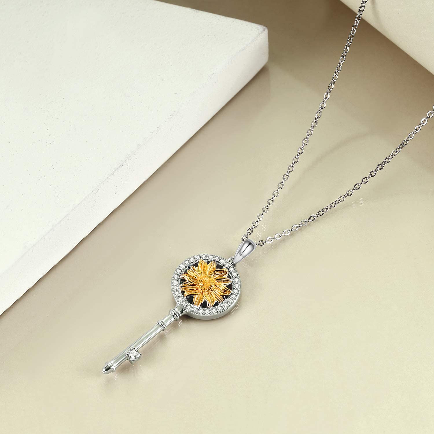 Sunflower Key Necklace 925 Sterling 