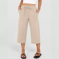 thumbnail image 6 of Petite Capris for Women with Pockets Summer Casual Loose Drawstring Elastic High Waist Straight 2026 Lounge Beach Cropped Trousers Khaki M, 6 of 7
