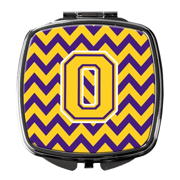Letter O Chevron Purple and Gold Compact Mirror CJ1041-OSCM