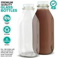 thumbnail image 5 of 32-Oz Glass Milk Bottles with 8 White Caps (4 pack) - Food Grade Milk Jars with Lids - Dishwasher Safe - Bottles for Milk, Buttermilk, Honey, Maple Syrup, Jam, Barbecue Sauce- Stock Your Home, 5 of 7