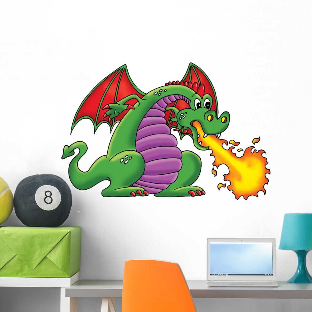 Green Dragon Wall Decal Sticker by Wallmonkeys Vinyl Peel and Stick ...