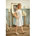 thumbnail image 4 of Oudiya Girl's Swing Dress Summer Solid Off Shoulder Short Sleeve with Pockets White for 13-14Y, 4 of 9