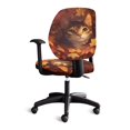 thumbnail image 2 of CHAQLIN Autumn Cat Maple Leaf Office Chair Cover with Stretch Polyester, Set of 2 Dustproof Covers for Desk Task Boss Armchair, 2 of 5