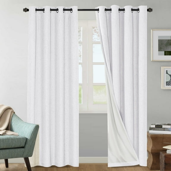 H.VERSAILTEX Contemporary 100% Blackout Grommet Curtain Sets, 52 x 84 Inches, 2 Panels Bright White