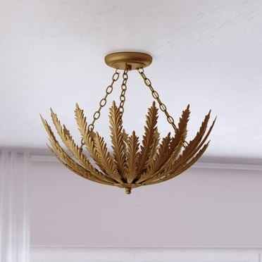 Ozette 18-in W Heritage Gold Semi Flush Mount Ceiling Light Fxiture with Leaf Motif