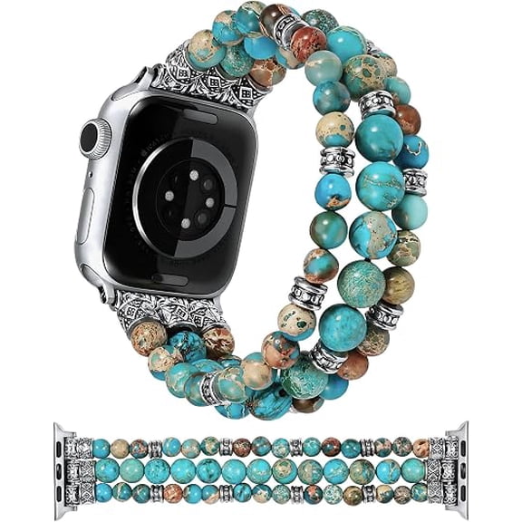 XIHAMA Beaded Band Compatible with Apple Watch Women 38‑49mm | Stretch Beaded Bracelet, Boho Natural Stone Handmade Jewelry, for iWatch Series 11‑1 SE Ultra 1‑3 38‑49mm