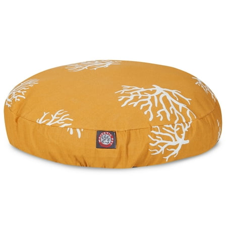 UPC: 0788995510055 | Majestic Pet | Coral Round Pet Bed For Dogs  Removable Cover  Yellow  Large
