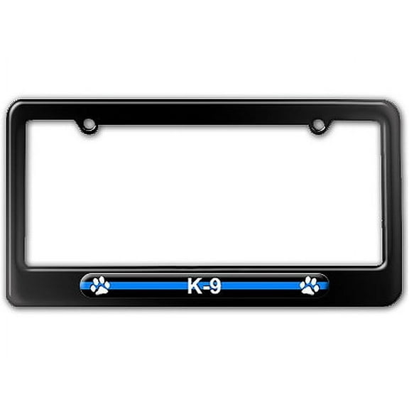 Thin Blue Line K-9 Unit Paw Prints - Police License Plate Frame