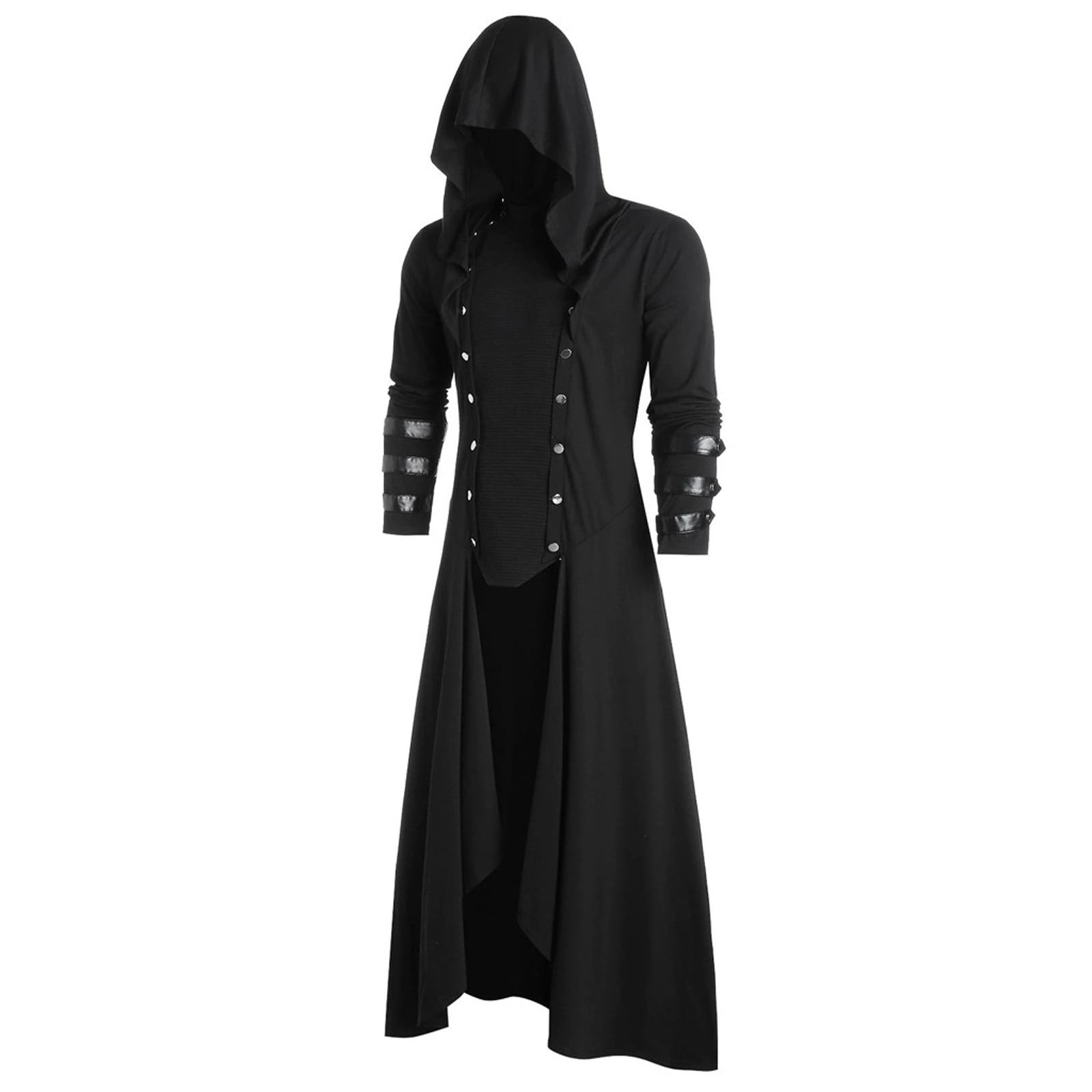 Faux leather insert button up gothic hoodie hotsell