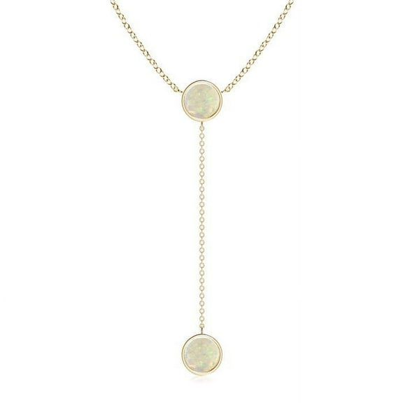 ANGARA Natural Bezel-Set Round 1.5 ct Opal Lariat Style Necklace in 14K Yellow Gold for Women (Size-7mm) | October Birthstone, Birthday, Anniversary, Jewelry Gift for Women | Natural Opal Necklace