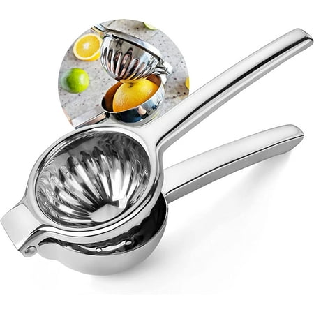 

Premium Lemon Squeezer Heavy Duty Stainless Steel Citrus Juicer Manual Lime Squeezer with Large Bowl to Fit Different Orange Sizes Easy to Grip Includes 10 Recipes -