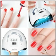 Tcwhniev 180W UV LED Light Lamp Nail Dryer for Gel Polish 57 Beads Fast Curing Portable Nail Dryer for Fingernail Nail Lamp & Toenail Gels Polish,4 Timers
