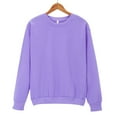 thumbnail image 4 of DondPO Womens Sweatshirt Women'S Solid Color Round Neck Oversized Sweatshirt Loose Long Sleeve Light Sweatshirt Loose Blouse Womens Hoodies Womens Fall Jackets Purple M, 4 of 8