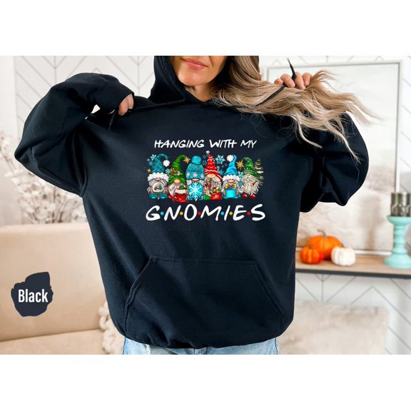 Funny Christmas Sweatshirt, Hanging With My Gnomies Hoodie, Gnomies Buffalo Plaid Xmas Family Shirt