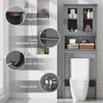 thumbnail image 2 of Walsunny Over The Toilet Storage Cabinet Bathroom Shelves Organizer Space Saver Freestanding Restroom Shelf with Tempered Glass Doors Anti-Tip Device Adjustable Shelf Gray, 2 of 8