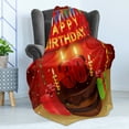 thumbnail image 4 of 36th Birthday Soft Flannel Fleece Throw Blanket, Celebration Party with Cake Candles and Presents Happy Birthday Print, Cozy Plush for Indoor and Outdoor Use, 70" x 90", Burgundy Red, by Ambesonne, 4 of 5