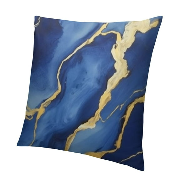 Blue Throw Pillow Covers Abstract Blue and Gold Modern Decorative Pillows Soft Cushion Cases for Couch Sofa Bed Home Decor