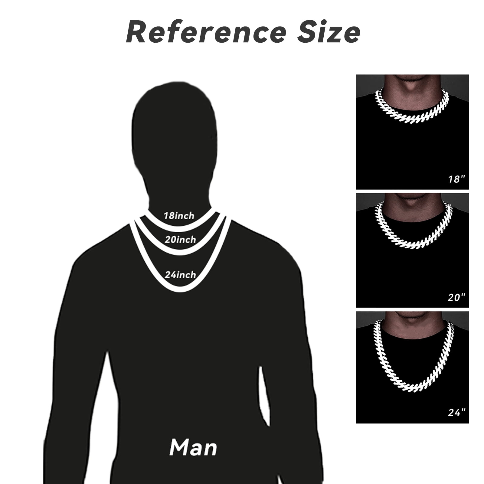 Mens Cuban Link Chain, 20MM Cuban Chain Zinc Alloy AAA+ Rhinestone Necklace for Men Hip Hop Chains