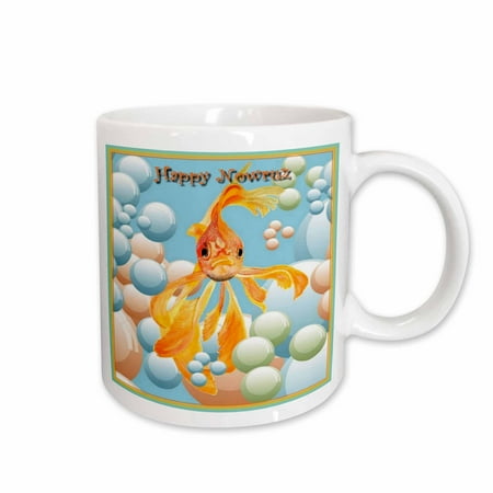 

3dRose Happy Nowruz- nowruz iranian new year persian new year march march 21 Goldfish fantail Ceramic Mug 15-ounce