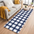 thumbnail image 2 of Navy Blue Plaid Check, Runner Rug 2x6 FT, Non Slip Hallway Carpet, Geometrical Abstract Lattice Washable Soft Floor Carpet Throw Runner Carpet Long Rug for Entryway Kitchen Bedside Sliding Door, 2 of 9