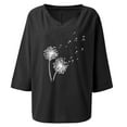 thumbnail image 4 of YUNAFFT Womens Tops Casual Loose Fashion Women's Fashion Printed V- Neck Three Quarter Sleeve T-shirt Blouse Loose Tops On Sale, 4 of 5