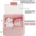 thumbnail image 3 of Storage Organizer - 2 Grids Separate Cotton Swabs Dispenser Qtips Holder Bathroom Canisters with Hinged Lids for Cotton Balls, Cotton Pads, Pink, 3 of 4
