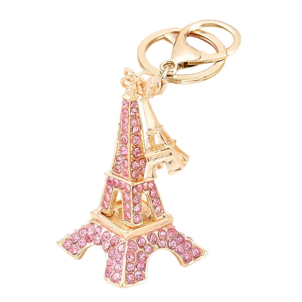 Llavero de París, accesorio para llaves, adorno, dije, llavero brillante, torres, llaveros rosa