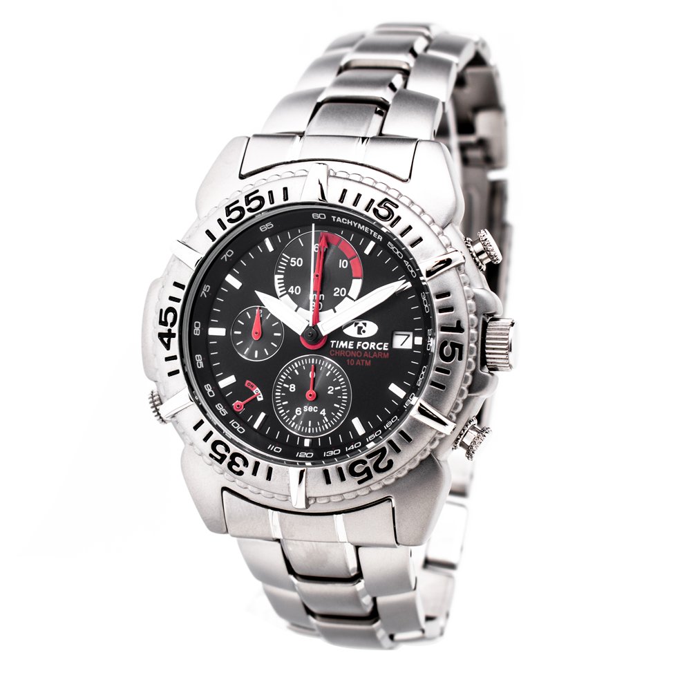 TIME FORCE WATCH TIME FORCE STEEL BLACK SILVER MAN TF2288J01M