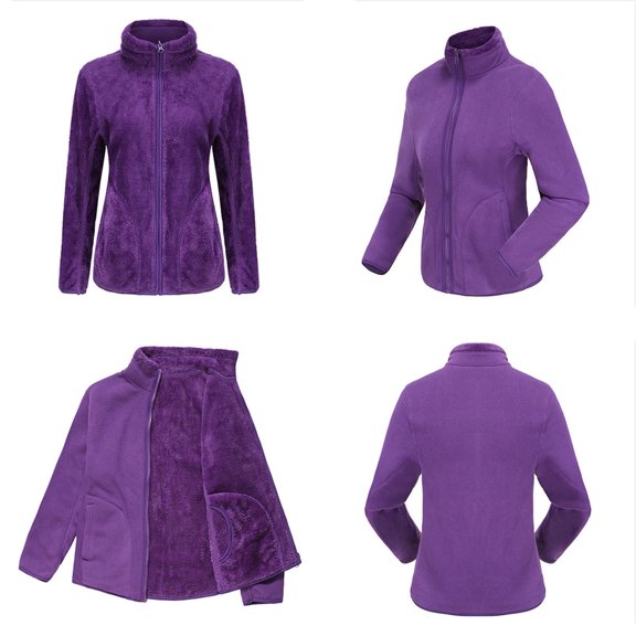 Lilgiuy Women's And Winter Solid Color Plush Thickened Long Sleeved Cardigan Coat Tops for Weekend Outings