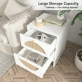 thumbnail image 7 of Demi Bonn Rattan Nightstand Set of 2, Modern Boho Farmhouse Wood Bedside Table with 2 Drawer, Metal Frame Side End Table for Bedroom, Living Room, Office, White, 7 of 7