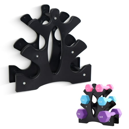 3-Tier PVC Dumbbell Rack Stand, Heavy-Duty Weight Storage Organizer for 3 Pairs of Dumbbells, Space-Saving Barbell & Weight Holder for Home Gym, Max Load 66 lbs