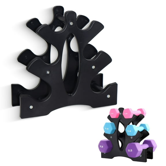 3-Tier PVC Dumbbell Rack Stand, Heavy-Duty Weight Storage Organizer for 3 Pairs of Dumbbells, Space-Saving Barbell & Weight Holder for Home Gym, Max Load 66 lbs