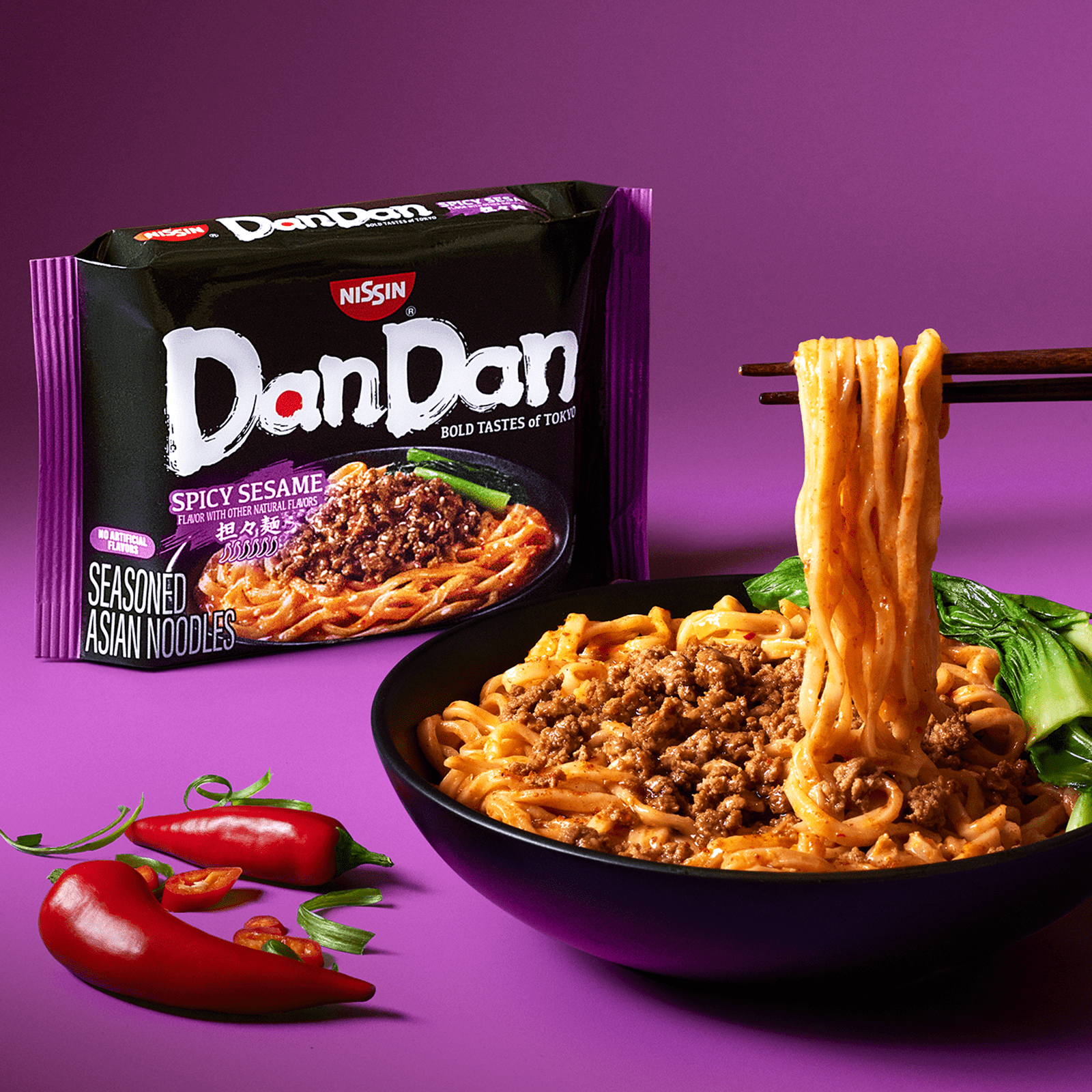 Nissin Bold Tastes of Tokyo Dan Dan Spicy Sesame Instant Japanese Ramen Noodles, 5 Count