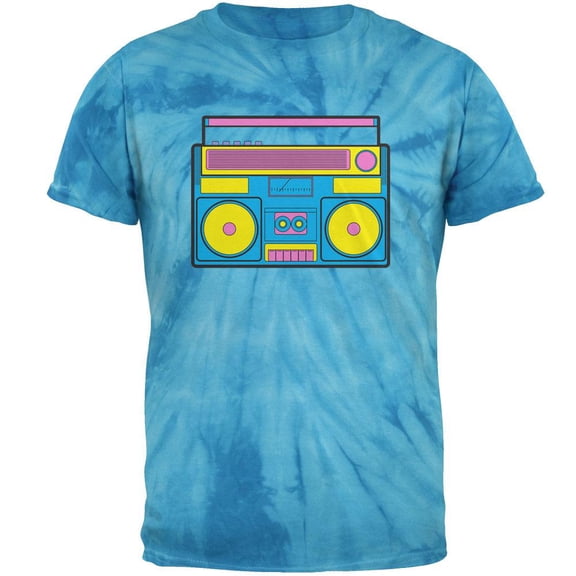 Blue Retro Boombox Stereo Mens T Shirt Pinwheel Blue Tie Dye 2XL