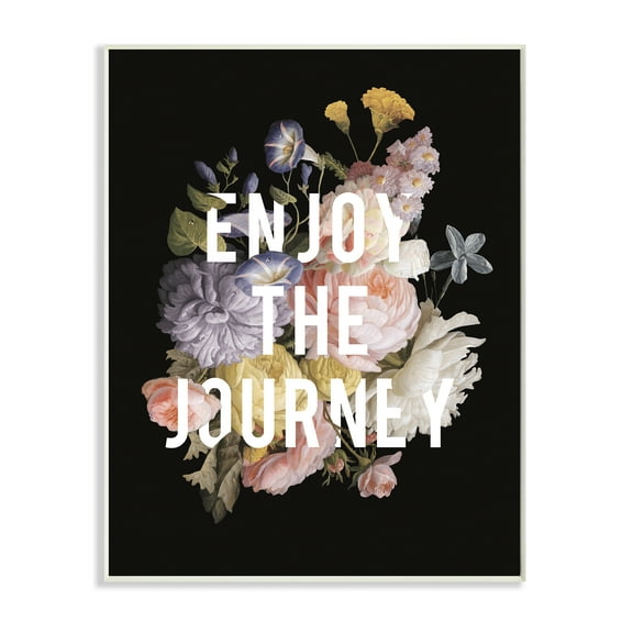 Stupell Industries Enjoy The Journey Flower Bouquet Inspirational Word Design Graphic Art Unframed Art Print Wall Art, 13x19, by Wild Apple Portfolio