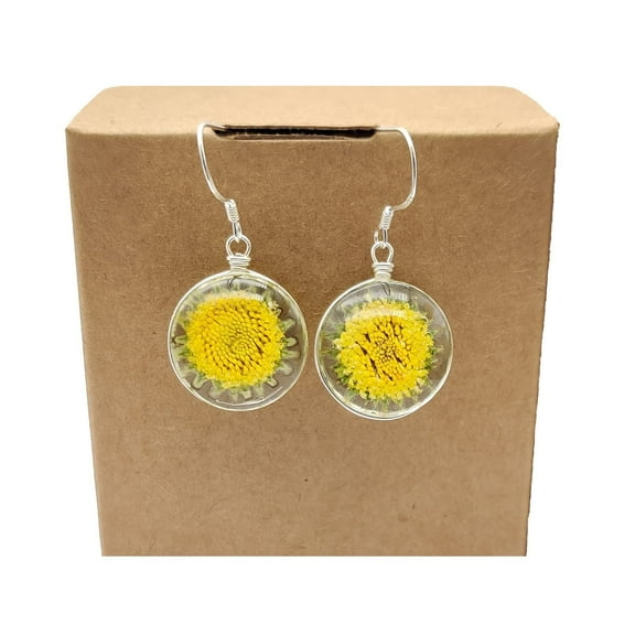 Cairui Design Sunflower Sunshine Daisy Flower 925 Sterling Silver Drop Earrings Handmade Women