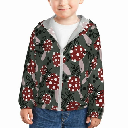 

Gaeub Autumn Forest Mushrooms Print Athletic Sun Protection Hoodie for Kids Long Sleeve Outdoor UV Shirt Running Fishing Top for Boys Girls-2 Years