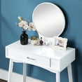 thumbnail image 3 of Roundhill Furniture Maly Contemporary Wood Vanity and Stool Set, White, 3 of 7