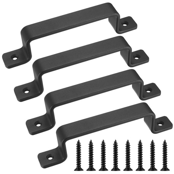 DIY.STORE 4 Pcs Sliding Barn Door Handles, 7.6in Metal Sliding Door Handle for Garage, Barn, Closet & Storage Doors（Black）