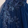 thumbnail image 4 of IDOPIP Flower Girl Dress Birthday Party Princess Dress Tulle Pageant Gown Kids Floral Lace Embroidery Formal Bridesmaid Dress Wedding Prom Communion Dresses 7 Years Navy Blue, 4 of 8