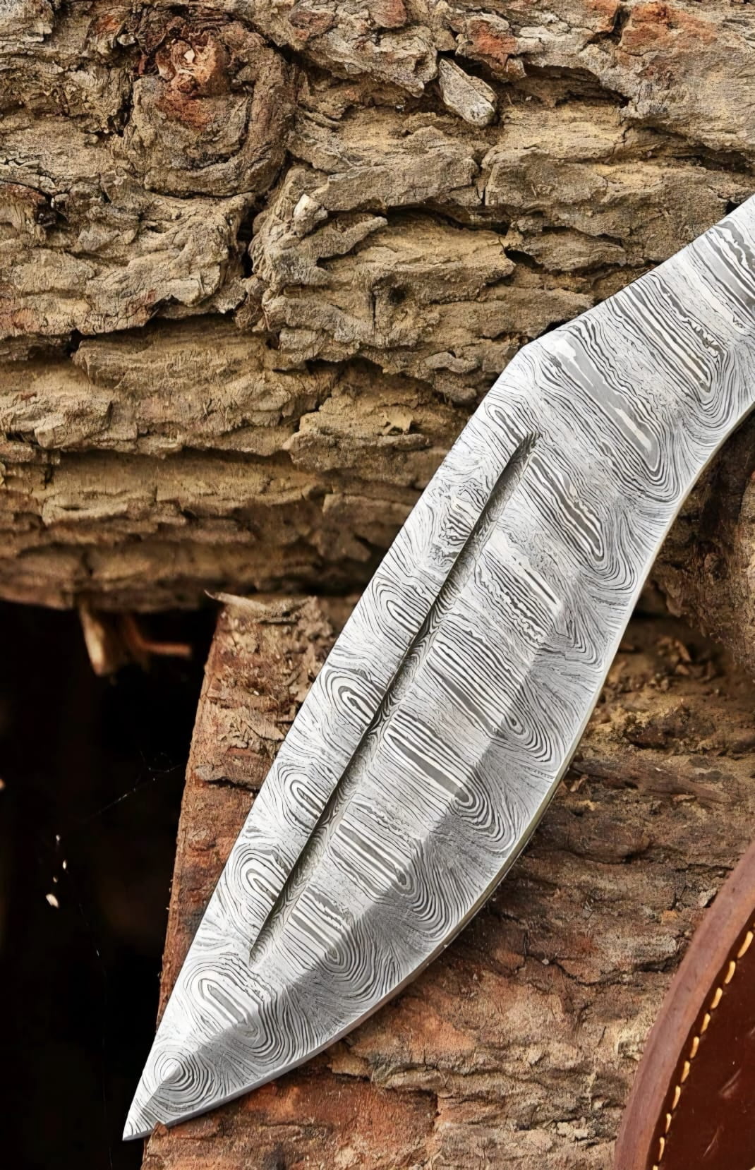 AJSANITY 16" FULL TANG DAMASCUS Fixed Blade BOWIE Hunting SURVIVAL Knife GURKHA KUKRI KNIFE