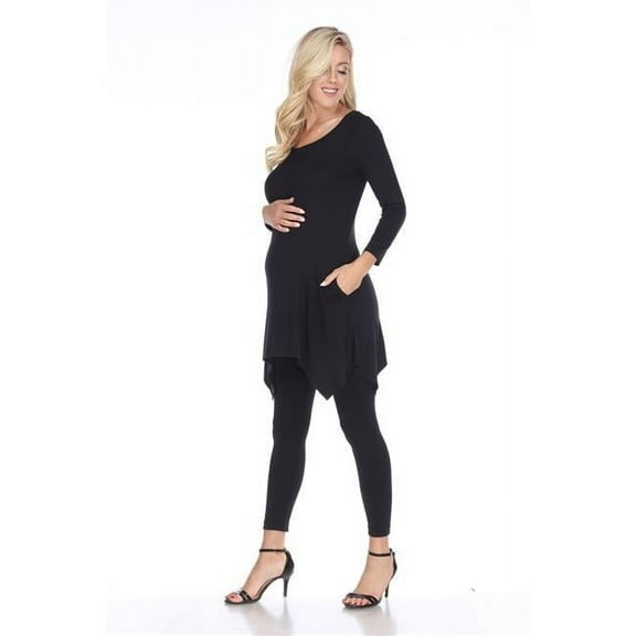 MTR1302-01-S Maternity Kayla Tunic Top, Black - Small