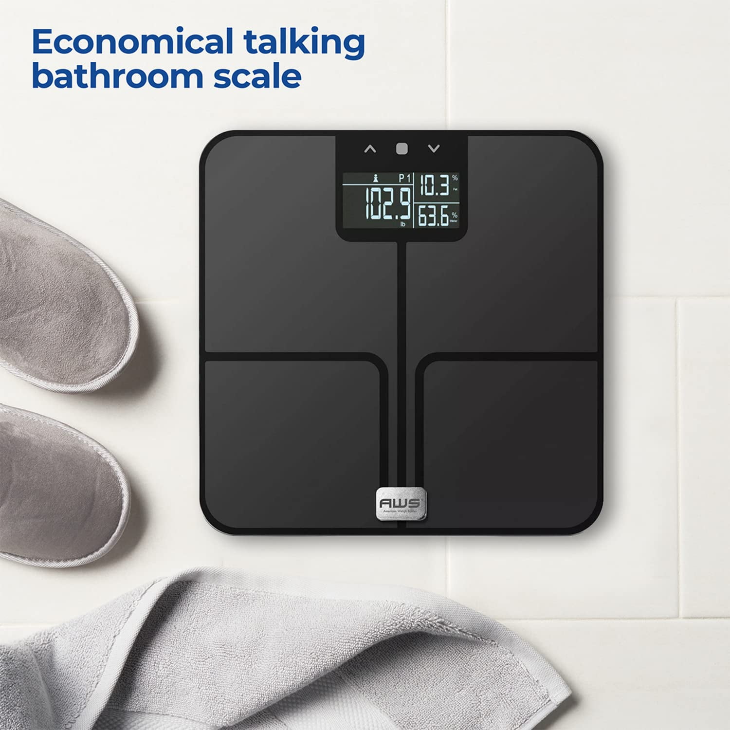 American Weigh Scales Achiever 396 Bathroom Scale - Black - 396Lbs
