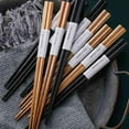 thumbnail image 5 of Aosijia Reusable Chestnut Chopsticks Set 5 Pairs Portable Hexagonal Chopsticks Chinese Korean Japanese Style Wooden Chopsticks Utensils Black, 5 of 11