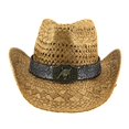 thumbnail image 4 of OOOUM Woven Cowboy Hat For Men Women Head Buckle Chin Strap Sun Hat Festival Outdoor Vacation Cowgirl Hat Khaki, 4 of 6