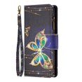 thumbnail image 6 of Dteck Case for iPhone 16 Pro Max, Magnetic Pattern Premium PU Leather 9 Card Slots Zipper Wallet Case Shockproof Kickstand Hybrid Rubber Flip Cover with Wrist Strap,Big Butterfly, 6 of 7