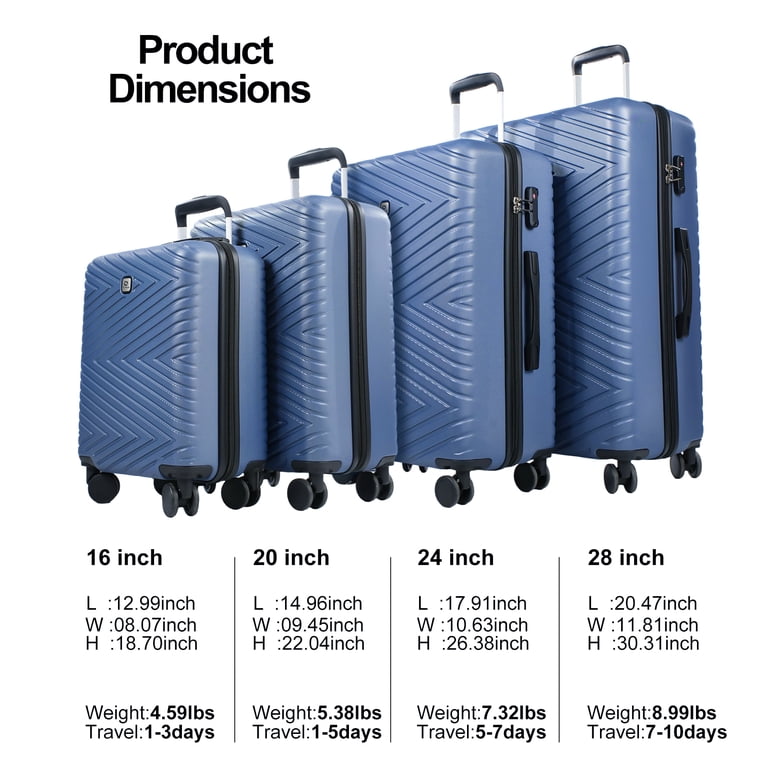 Travelhouse 4 Piece Hardshell Luggage Set with TSA Lock