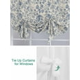 thumbnail image 3 of Blue Flowers Tie Up Curtains for Windows 63 Inch Length Balloon Curtains Kitchen Adjustable Balloon Window Shade Retro Rustic Botanical Floral Leaves Vines Tie Up Bathroom Curtain Window 42"x63", 3 of 6