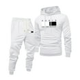 thumbnail image 2 of Dwelliawo Men's Tracksuits 2 Piece Set Solid Color Sweat Pullover Hoodies Joggers Running Pants Set Casual Fall Winter Suit with Pockets White XL, 2 of 5
